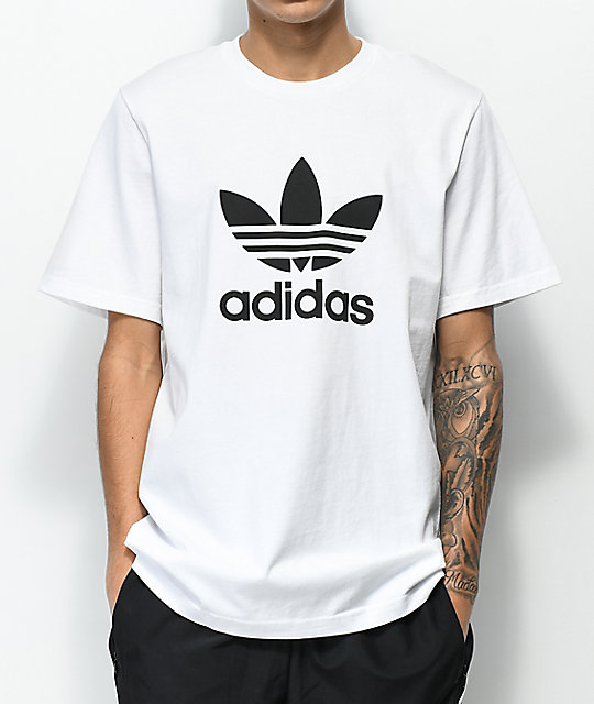 adidas Trefoil White & Black T-Shirt | Zumiez.ca