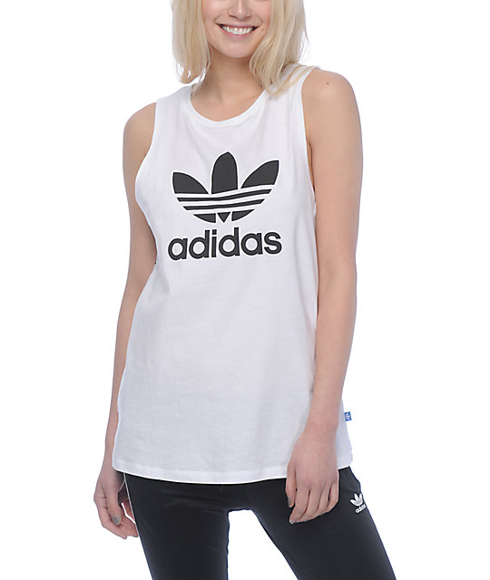 adidas white tank