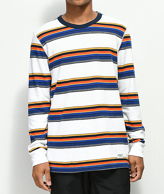 adidas striped long sleeve shirt