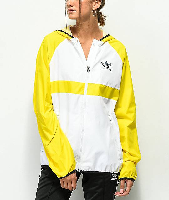 adidas yellow and white windbreaker jacket