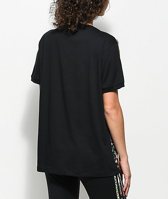 adidas x Farm Rio Jardim 3 Stripe Black T-Shirt | Zumiez