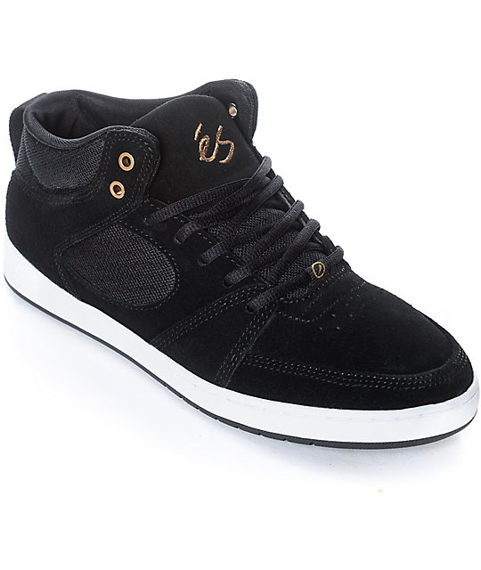 eS Accel Slim Black & White Mid Skate Shoes | Zumiez