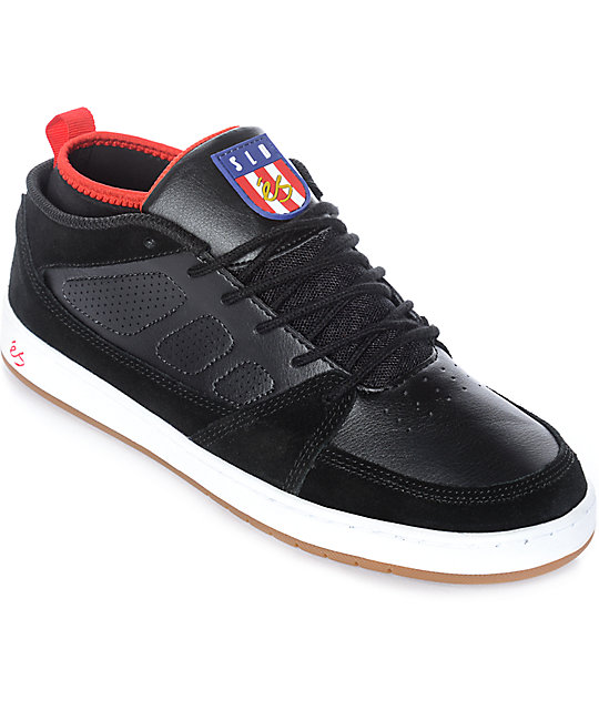 eS SLB Mid Black & White Suede & Leather Skate Shoes | Zumiez