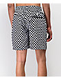 Fairplay Boardy Neon Checkered Black & White Elastic Waist Board Shorts ...