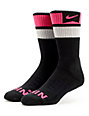 Nike SB Elite Dri-Fit Black & Pink Foil Striped Crew Socks | Zumiez