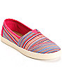 Toms Avalon Raspberry Stripe Woven Womens Shoes | Zumiez