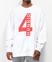 4Hunnid 4Real White Crew Neck Sweatshirt