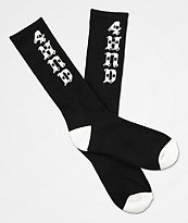 4Hunnid Script Black & White Crew Socks