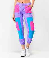 A-Lab Mega Purple & Pink Colorblock Track Pants