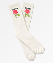 Broken Promises Thornless White Crew Socks