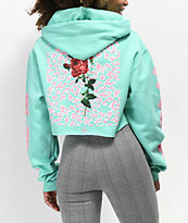 By Samii Ryan Let Me Go Leopard Mint Crop Hoodie