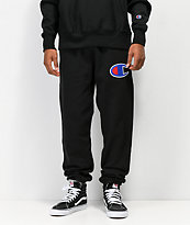 Champion Reverse Weave Chain Stitched C Logo Black Jogger Pants