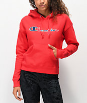 Champion Reverse Weave Three Color Red Hoodie