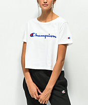 Champion Script White Crop T-Shirt