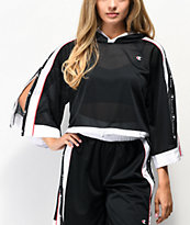 Champion sudadera con capucha corta de malla negra