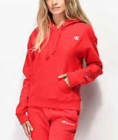 Champion sudadera con capucha de tejido inverso rojo escarlata