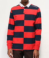 Converse All Star Rugby Red & Navy Long Sleeve Knit Polo Shirt