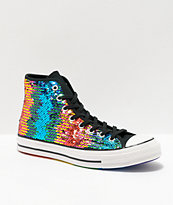 Converse Chuck 70 Pride Sequin Rainbow & Silver Shoes