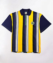 Cross Colours Yellow & Navy Zip Neck Polo Shirt