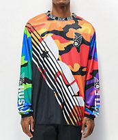 DGK Slant camiseta de moto naranja, azul, y morada