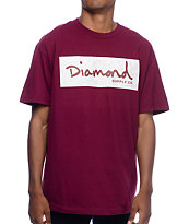 Diamond Supply Co Radiant Box Logo Burgundy T-Shirt