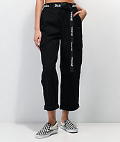 Dickies Belted Utility Black Cropped Cargo Pants