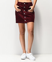Dickies Patch Pocket Burgundy Corduroy Skirt
