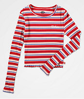 Dickies camiseta de manga larga de rayas rojas, blancas y azules