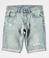 Empyre Albany Aged Destroyed Medium Wash Denim Shorts