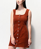 Empyre Ash vestido de pana marrón con botones