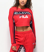 FILA Lucie sudadera corta con cuello redondo roja