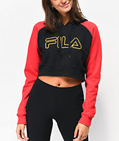 FILA Valeria Colorblock Black Crop Hoodie