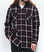 Globe Alford III Black & Red Hooded Flannel Shirt