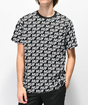 HUF Transit Logo All Over Print Black T-Shirt