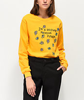 JV By Jac Vanek Delicate Flower Yellow Long Sleeve T-Shirt