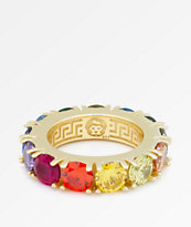 King Ice Single Row Rainbow Gold Ring