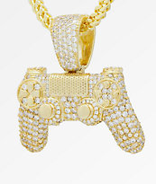 King Ice x PlayStation Iced Out Classic PlayStation Controller Gold Chain Necklace