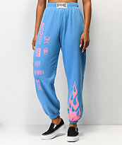 NEW girl ORDER Flame Blue & Pink Jogger Sweatpants
