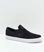Nike SB Janoski Slip-On zapatos de skate de lienzo y ante en negro y blanco