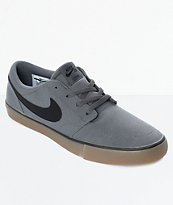 Nike SB Portmore II Dark Grey & Gum Canvas Skate Shoes