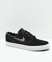 Nike SB zapatos de skate de ante negro, morado y blanco