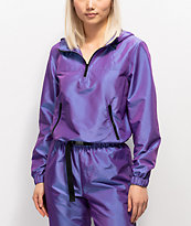 Ninth Hall Tay Iridescent Purple Half Zip Windbreaker Jacket
