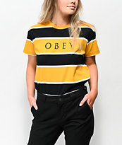 Obey Acid Box camiseta negra y amarilla de rayas