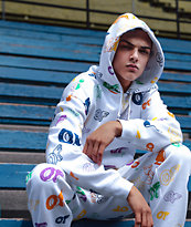 Odd Future Allover Logo sudadera con capucha blanca