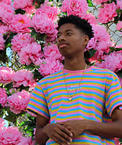 Odd Future OF camiseta de rayas rosas, azules y amarillas