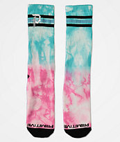 Primitive Dirty P Ringer Washed Pink & Blue Crew Socks