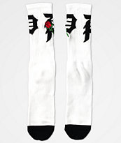 Primitive Rosebud White & Black Crew Socks