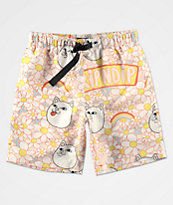 RIPNDIP Daisy Daze Pink & White Elastic Waist Shorts