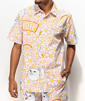 RIPNDIP Daisy Daze Pink & White Short Sleeve Button Up Shirt