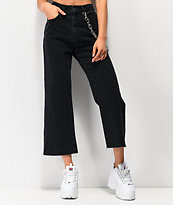 Ragged Grip Chain jeans cortos negros
